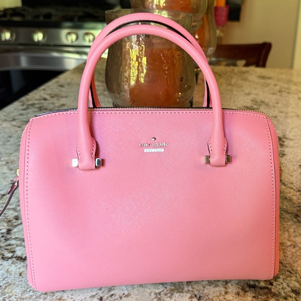 Kate Spade Pink Leather Satchel, NEW w Crossbody Strap